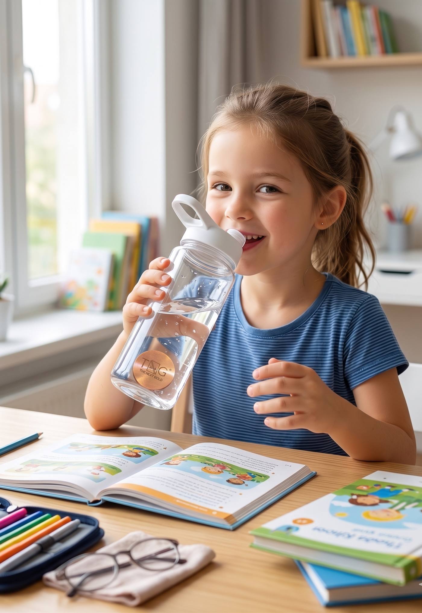 A child drinking copper-enriched water